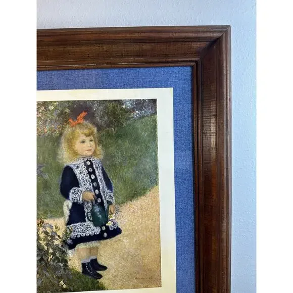 Vintage Renoir Girl with a Watering Can Framed Art Print National Cottage Core